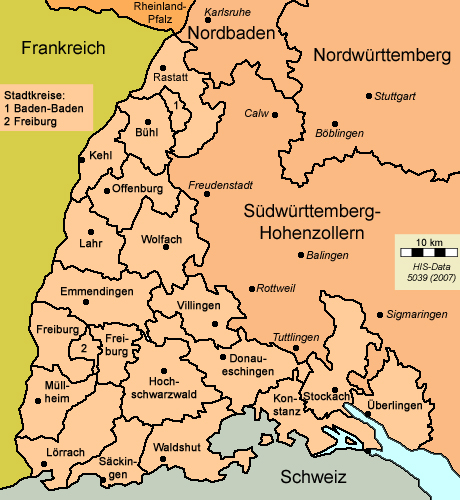 HIS-Data Südbaden Regierungsbezirk Karte 1960